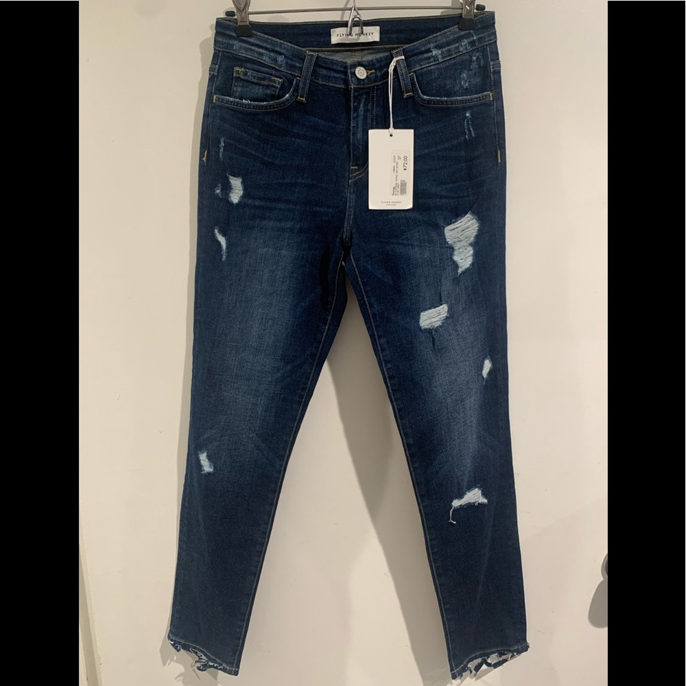 Flying monkey rippped hem skinny jeans 27